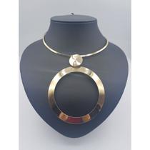 Gargantilha circulo banhada a ouro 18k