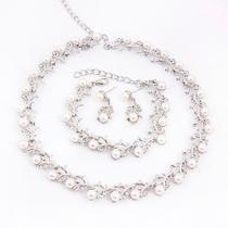 Gargantilha Colar Brinco Pulseira Noiva Prata Strass Perola Gargantilha Colar Brinco Pulseira Noiva Prata Strass Perola