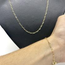 Gargantilha Colar C/ 45cm + Pulseira Coração Banhado A Ouro 18k