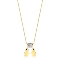 Gargantilha Colar Com Ping Filhas Folheado A Ouro