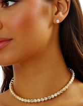 Gargantilha Colar de Strass 5mm Feminino Joia Acessório de Festa Cor:Dourado Gargantilha Colar de Strass 5mm Feminino Joia Acessório de Festa Cor:Dourado