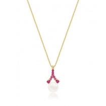 Gargantilha Colar Em Ouro 18k Com Pérola E Zircônias Rosa Gargantilha Colar Em Ouro 18k Com Pérola E Zircônias Rosa