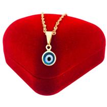 Gargantilha Colar Feminina Pingente Olho Grego Banhado a Ouro 18k Gargantilha Colar Feminina Pingente Olho Grego Banhado a Ouro 18k
