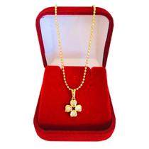 Gargantilha Colar Feminino Folheado a Ouro 18 k Pingente Trevo da Sorte Zircônias Coloridas Gargantilha Colar Feminino Folheado a Ouro 18 k Pingente Trevo da Sorte Zircônias Coloridas
