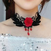 Gargantilha Colar Gótico Renda e Flor Para Dança Cigana - AB76