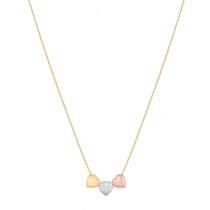 Gargantilha Colar Veneziana 3 Corações Ouro 18k 750