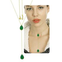 Gargantilha Com Duas Pedras Acrílicas De Gota PRI Style Folheada A Ouro 18K Antialérgica GPRI1450