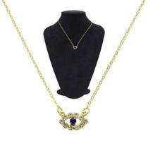 Gargantilha Com Olho Grego Em Strass PRI Style Folheada A Ouro 18K Antialérgica Gargantilha Com Olho Grego Em Strass PRI Style Folheada A Ouro 18K Antialérgica