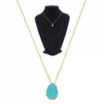 Gargantilha Com Pedra Acrílica De Gota PRI Style Folheada A Ouro 18K Antialérgica