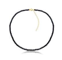 Gargantilha Com Pedras De Cristal Negra Folheado A Ouro Gargantilha Com Pedras De Cristal Negra Folheado A Ouro