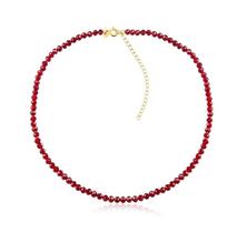 Gargantilha Com Pedras De Cristal Rubi Folheado A Ouro