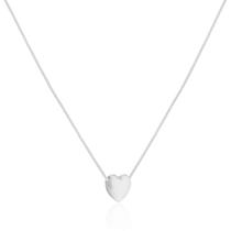 Gargantilha Com Pingente Coração Em Ouro Branco 18k 50cm