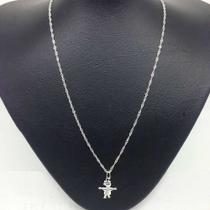 Gargantilha Com Pingente De Menina Filho Em Prata 925 45cm Gargantilha Com Pingente De Menina Filho Em Prata 925 45cm