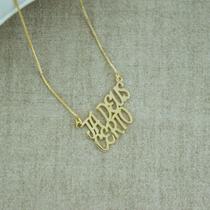 GARGANTILHA COM PINGENTE "JA DEUS CERTO" - Prata Banhada a Ouro 18K