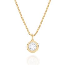 Gargantilha com pingente solitário folheado a ouro Branco. Gargantilha com pingente solitário folheado a ouro Branco.