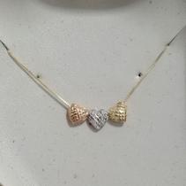 Gargantilha CoraÃÃo Venez 3 Cores Trabalhada E Lisa Ouro 18k