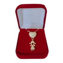 Gargantilha Coração Pingente Menina Filha Folheado a Ouro Gargantilha Coração Pingente Menina Filha Folheado a Ouro