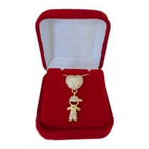 Gargantilha Coração Pingente Menino Filho Folheado a Ouro Gargantilha Coração Pingente Menino Filho Folheado a Ouro