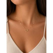 Gargantilha Coração Vazado em Ouro 18K 750 40cm ou 45cm