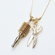 Gargantilha Cordão Escova e Tesoura Folheado A Ouro 18k