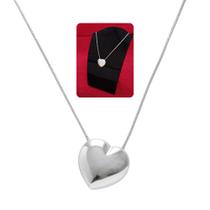 Gargantilha De Coração Abaulado PRI Style Folheada A Prata Antialérgica Tamanho G Gargantilha De Coração Abaulado PRI Style Folheada A Prata Antialérgica Tamanho G