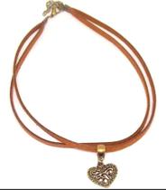 Gargantilha De Couro Feminino Coração Choker Bijuterias