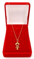 Gargantilha De Ouro 18k Feminina Cordão Veneziana De 40cm E Pingente Menina Gargantilha De Ouro 18k Feminina Cordão Veneziana De 40cm E Pingente Menina