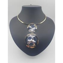 Gargantilha detalhes em rhodium banhada a ouro 18k