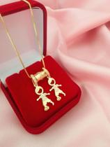 Gargantilha Dois meninos, Duas meninas ou Casal Banhado a Ouro 18k