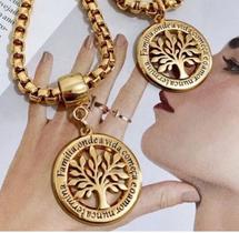 Gargantilha e Pulseira Conjunto kit com Pingente Vida elo Redondo