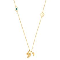 Gargantilha em Ouro 18k Olho Grego e Trevo - AU7311