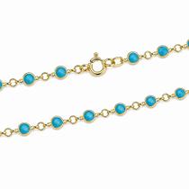 Gargantilha em Ouro Amarelo 18K Bolinha 45 cm Turquesa