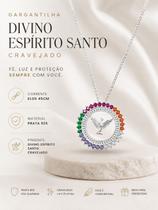 Gargantilha em prata 925 legítima divino Espírito Santo 45cm