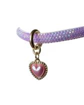 Gargantilha em Strass com Berloque de Coração Lilás para cachorro e gato