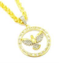 Gargantilha Espírito Santo Rodinado Zirconias Banho Ouro 18k 4659