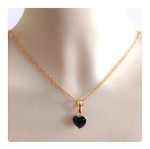Gargantilha Feminina 45cm+pingente Coração Onix Ouro 18k Gargantilha Feminina 45cm+pingente Coração Onix Ouro 18k