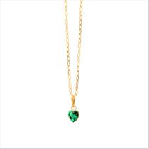 Gargantilha Feminina Bailarina Ouro 18 K 750 40cm Pingente Coração verde