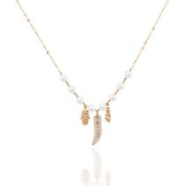 Gargantilha Feminina em Ouro 18k Com Pérolas e Madrepérola