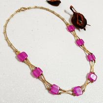 Gargantilha Feminina Lilás Ouro Velho