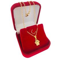 Gargantilha Feminina Mãe de Pet Patinha em Zircônias Folheada a Ouro 18k