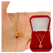 Gargantilha Feminina Pingente Ponto de Luz Coração Zircônia Folheada a Ouro 18k Gargantilha Feminina Pingente Ponto de Luz Coração Zircônia Folheada a Ouro 18k