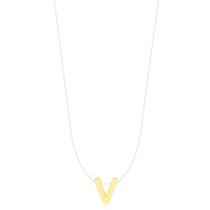 Gargantilha Fio De Nylon Letra V Folheado A Ouro Gargantilha Fio De Nylon Letra V Folheado A Ouro