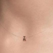 Gargantilha fio nylon folheada a ouro-letra A Cód. 532041