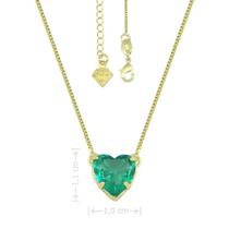Gargantilha folheada a ouro 18k e pingente com pedra de vidro lapidado em forma de coração - Gargantilha folheada a ouro 18k e pingente com pedra de vidro lapidado em forma de coração -