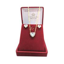 Gargantilha Folheada A Ouro Grumet Torcida Brinco Coração Gargantilha Folheada A Ouro Grumet Torcida Brinco Coração