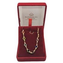 Gargantilha Folheada a Ouro Pedras Coloridas Redondas 40cm Gargantilha Folheada a Ouro Pedras Coloridas Redondas 40cm