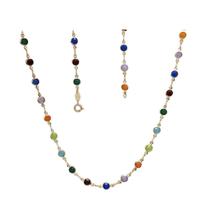 Gargantilha Folheada A Ouro Pedras Coloridas Redondas 45Cm Gargantilha Folheada A Ouro Pedras Coloridas Redondas 45Cm