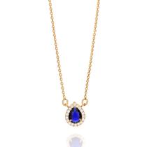 Gargantilha folheada com pendant gota AZUL 531491 Rommanel Gargantilha folheada com pendant gota AZUL 531491 Rommanel