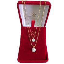 Gargantilha Folheada Ouro Dupla Bolinha Ponto de Luz Degrade