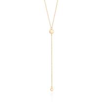 Gargantilha Gravata Banhada a Ouro 18K com Duas Bolas Lisas - 50cm Ajustável